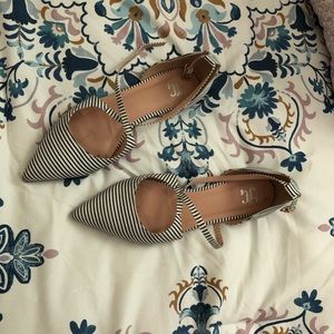 SALE White & black striped flats